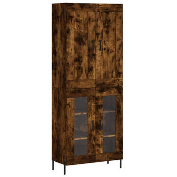 vidaXL Hoge kast 69,5x34x180 cm bewerkt hout gerookt eikenkleurig