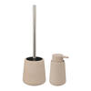 5Five Badkamer accessoires set - beige - zeeppompje en wc-borstel - Badkameraccessoireset