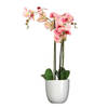 Orchidee kunstplant roze - 75 cm - inclusief bloempot wit glans - Kunstplanten