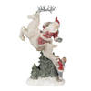 Clayre & Eef Beeld Kerstman 33 cm Rood Wit Polyresin Kerstfiguren Rood Kerstfiguren