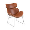 Cazy fauteuil kunstleer vintage cognac bruin - chromen onderstel.