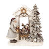 HAES DECO - Kerstdecoratie met LED-verlichting Kerstman 22x10x23 cm Wit Polyresin