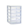 Plasticforte Ladeblokje/bureau organizer 5x lades - wit/transparant - L18 x B21 x H28 cm - plastic - Ladeblok