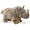 Aurora Eco Nation Pluche knuffeldier neushoorn - grijs - 24 cm - Knuffeldier