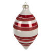 Clayre & Eef Kerstbal Ø 8x15 cm Rood Wit Glas Kerstboomversiering Rood Kerstboomversiering