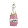 Clayre & Eef Kersthanger Fles 14 cm Roze Glas Kerstboomversiering Roze Kerstboomversiering