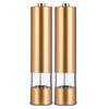 Kinvara Elektrische zout/pepermolen 2 stuks LED kunststof goud 23 cm - Peper en zoutstel