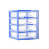 Plasticforte Ladeblokje/bureau organizer 4x lades - blauw/transparant - L18 x B21 x H23 cm - plastic - Ladeblok