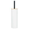 Berilo Alicante Toiletborstel in houder/wc-borstel - rvs metaal met bamboe - wit - 38 cm - Toiletborstels