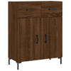 The Living Store Dressoir Bruineiken - 69.5 x 34 x 90 cm - Met Metalen Poten en Voldoende Opbergruimte