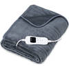 Sinnlein® Elektrische deken van pluche, 160 x 120 cm, grijs, TÜV SÜD GS-getest, elektrische warmtedeken met automatis...