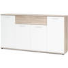 JACKY Klassiek laag dressoir in wit en mat eikendecor - L 160 cm