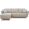 CLAUDIUS 3-4 zits omkeerbare hoekbank - Beige stof - Opbergdoos - B 244 x D 158 x H 95 cm