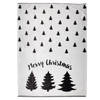 Clayre & Eef Plaid 130x170 cm Wit Zwart Polyester Kerstbomen Merry Christmas Deken Wit Deken
