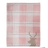 Clayre & Eef Plaid 130x170 cm Roze Wit Polyester Rendier Deken Roze Deken