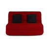 DUNLOPILLO BZ zitbank - Rode stof + 2 zwarte kussens - L 140 x D 99 x H 98 cm - Made in France - ALICE