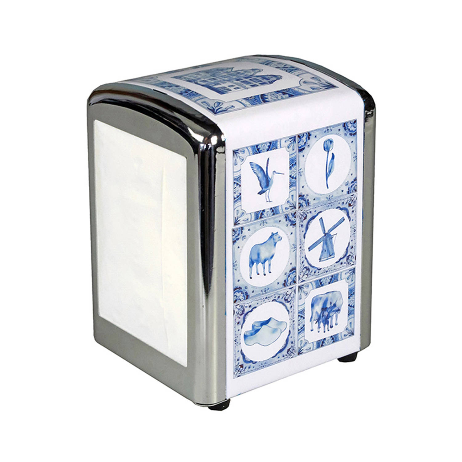 CABANAZ - tissuedispenser, metaal / chroom, TISSUE DISPENSER DUTCH BLUE design