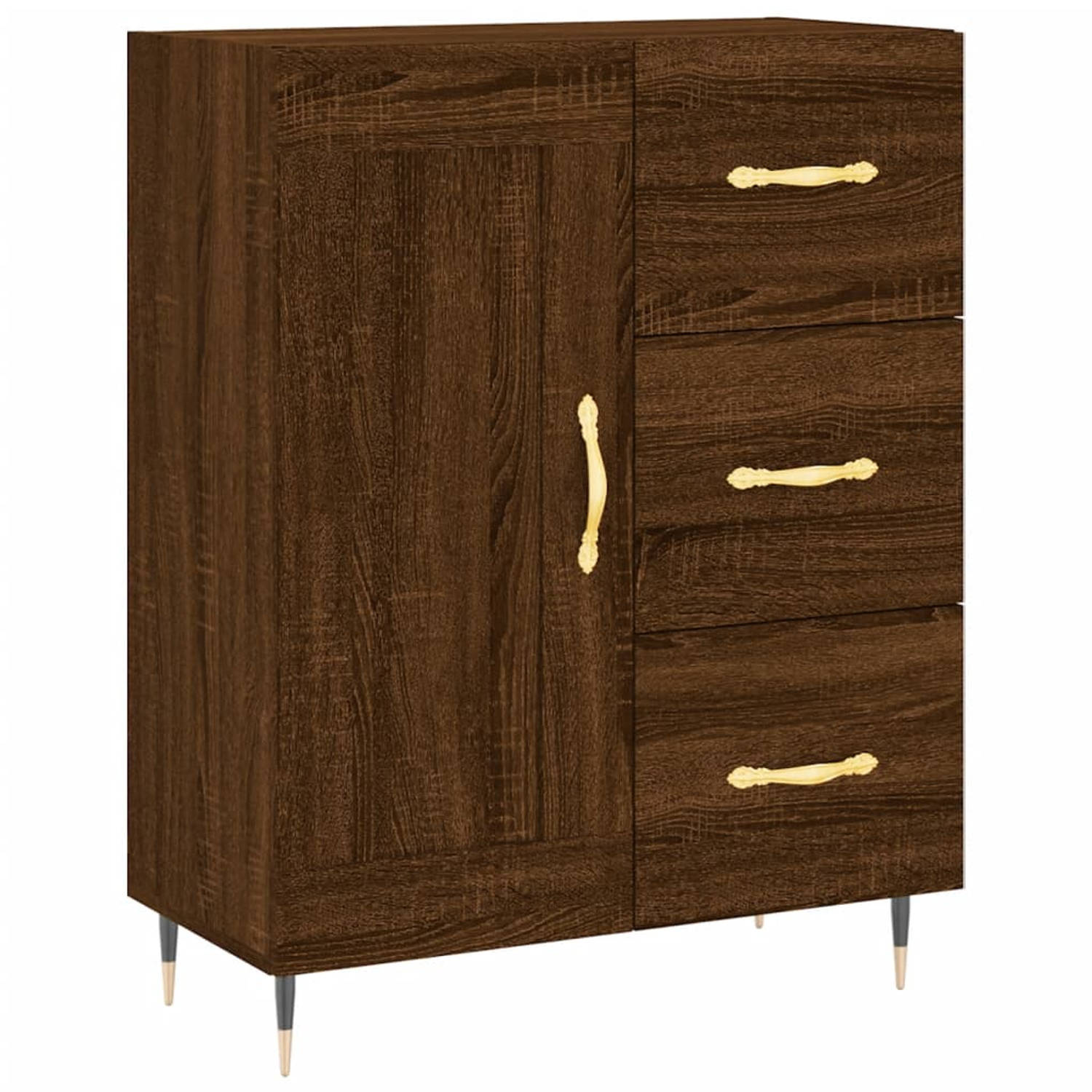 The Living Store Dressoir Vintage - Bruineiken - 69.5 x 34 x 90 cm - Duurzaam hout