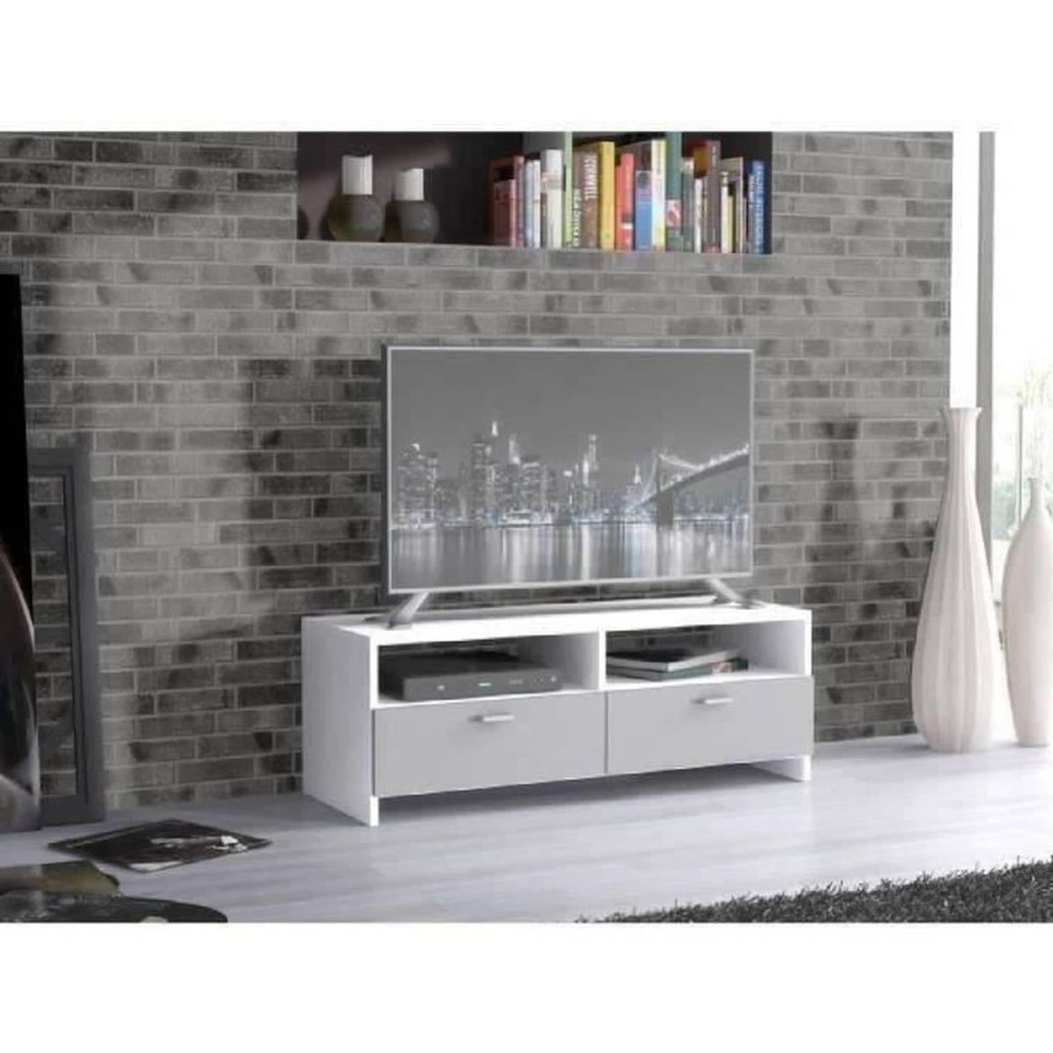 PILVI TV-meubel Wit en matgrijs Eigentijds L 95 x D 36 x H 34,5 cm