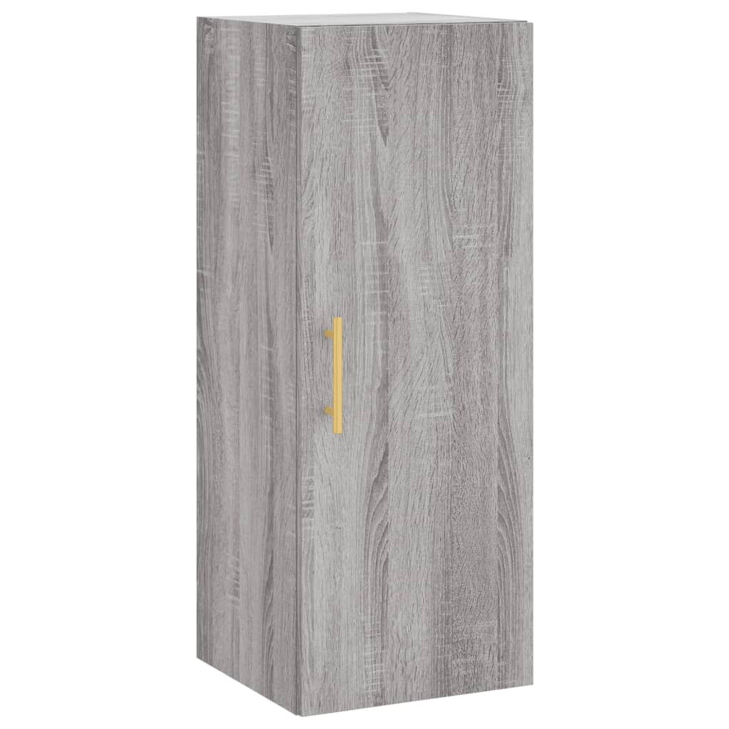 The Living Store Wandgemonteerde Kast - Grijs Sonoma Eiken - 34.5 x 34 x 90 cm (B x D x H)