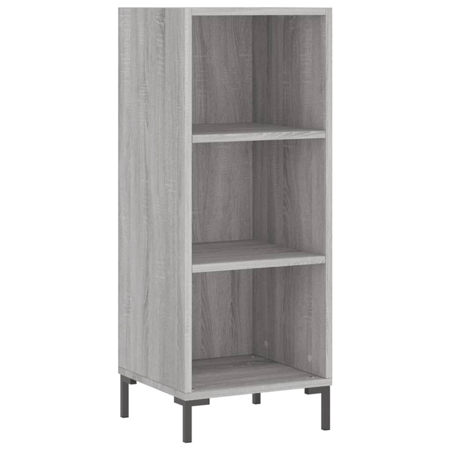 The Living Store Dressoir Modern Grijs Sonoma Eiken - 34.5 x 32.5 x 90 cm - Duurzaam materiaal