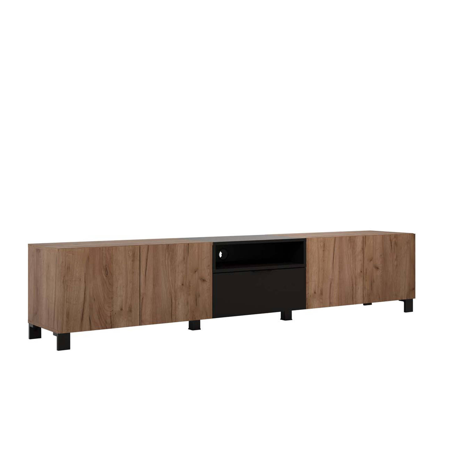 trendteam smart living Kendo tv-meubel, hout, bruin/zwart, 227 x 47 x 40 cm