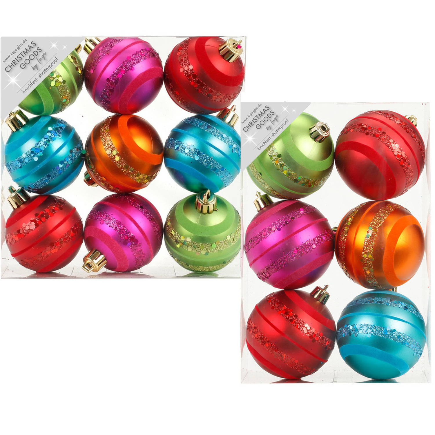 15x Gekleurde mix kunststof kerstballen pakket 6 en 8 cm Kerstbal