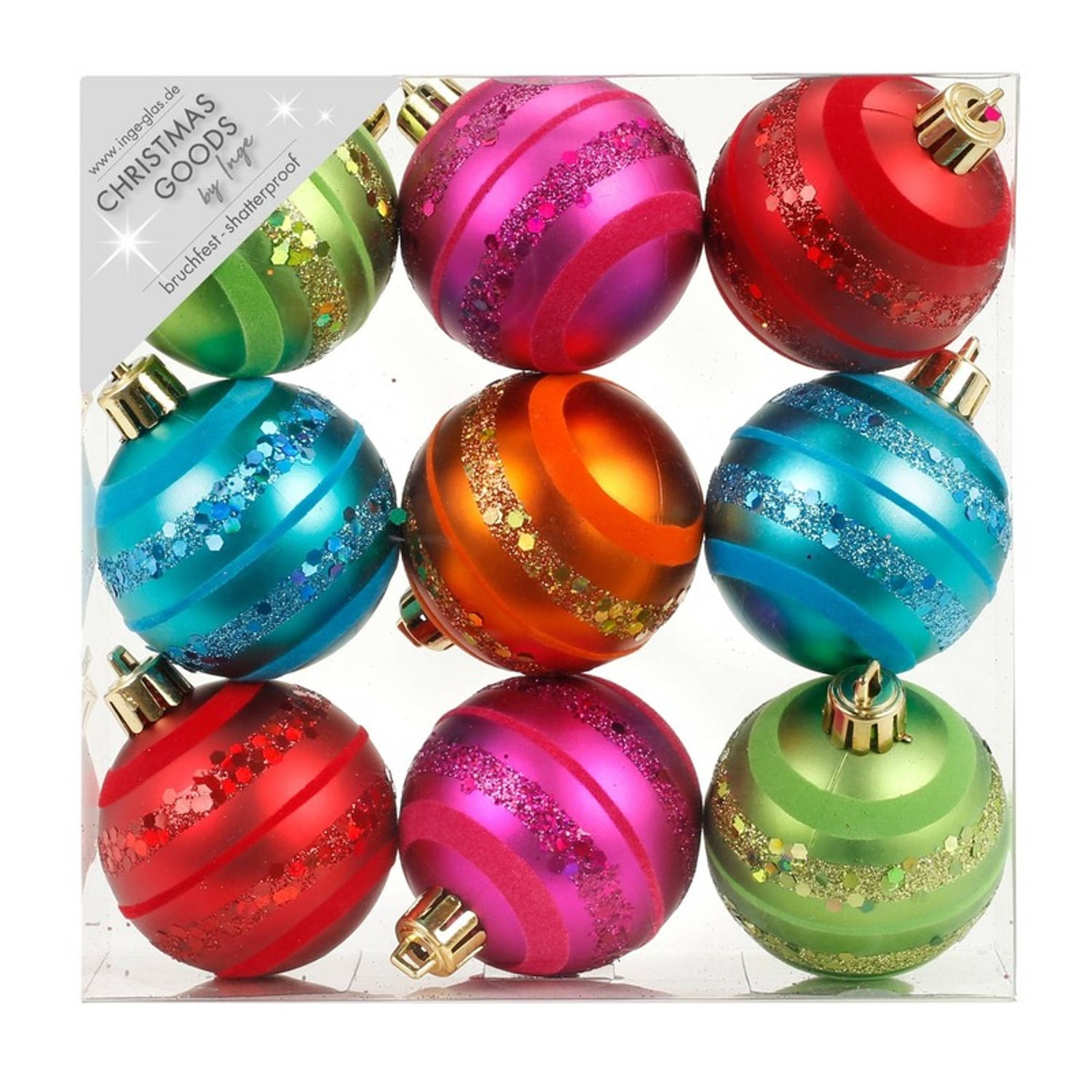 9x Gekleurde Mix Kunststof Kerstballen Pakket 6 Cm Kerstboomversiering Gekleurd