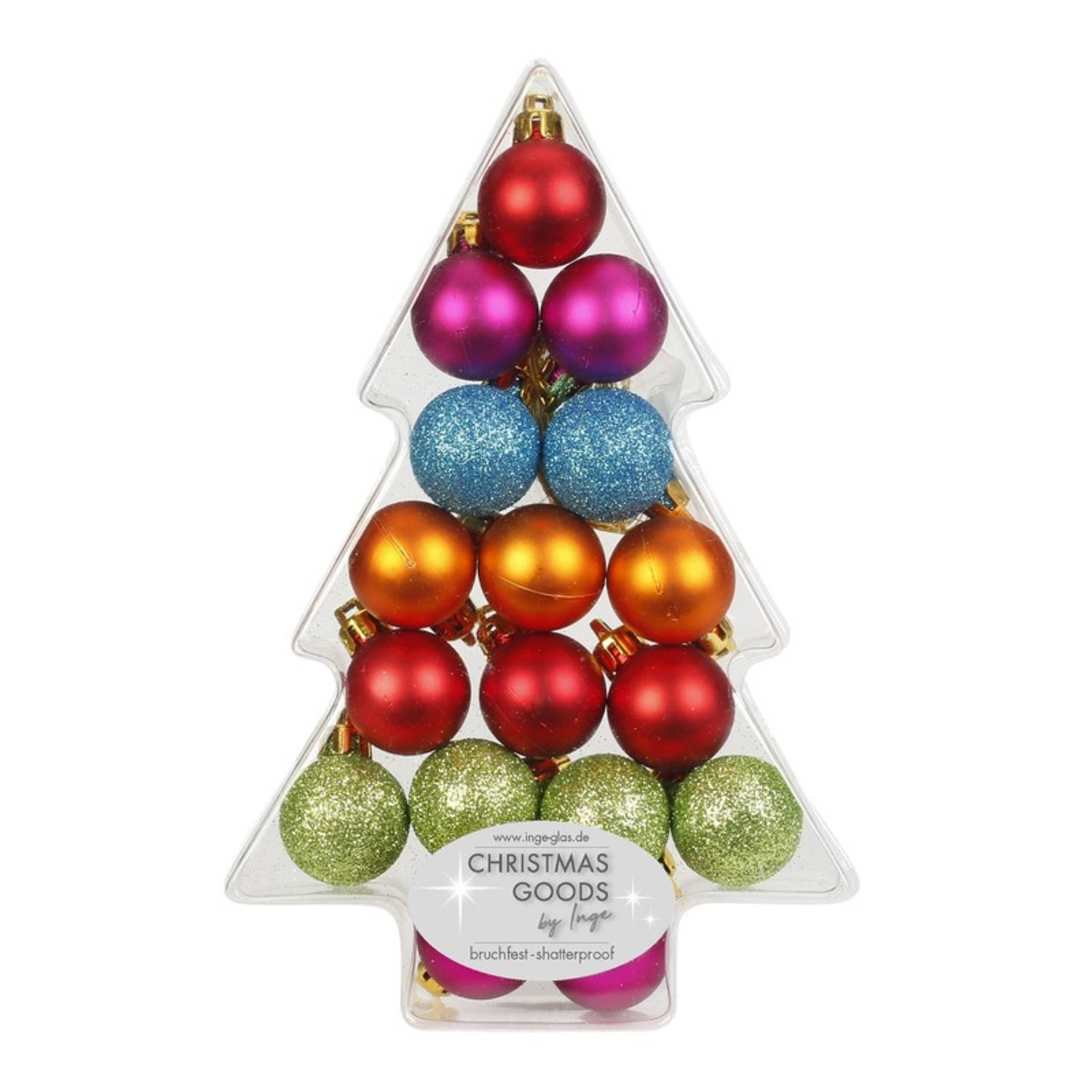 17x Kunststof gekleurde kleine kerstballen pakket 3 cm - Kerstbal
