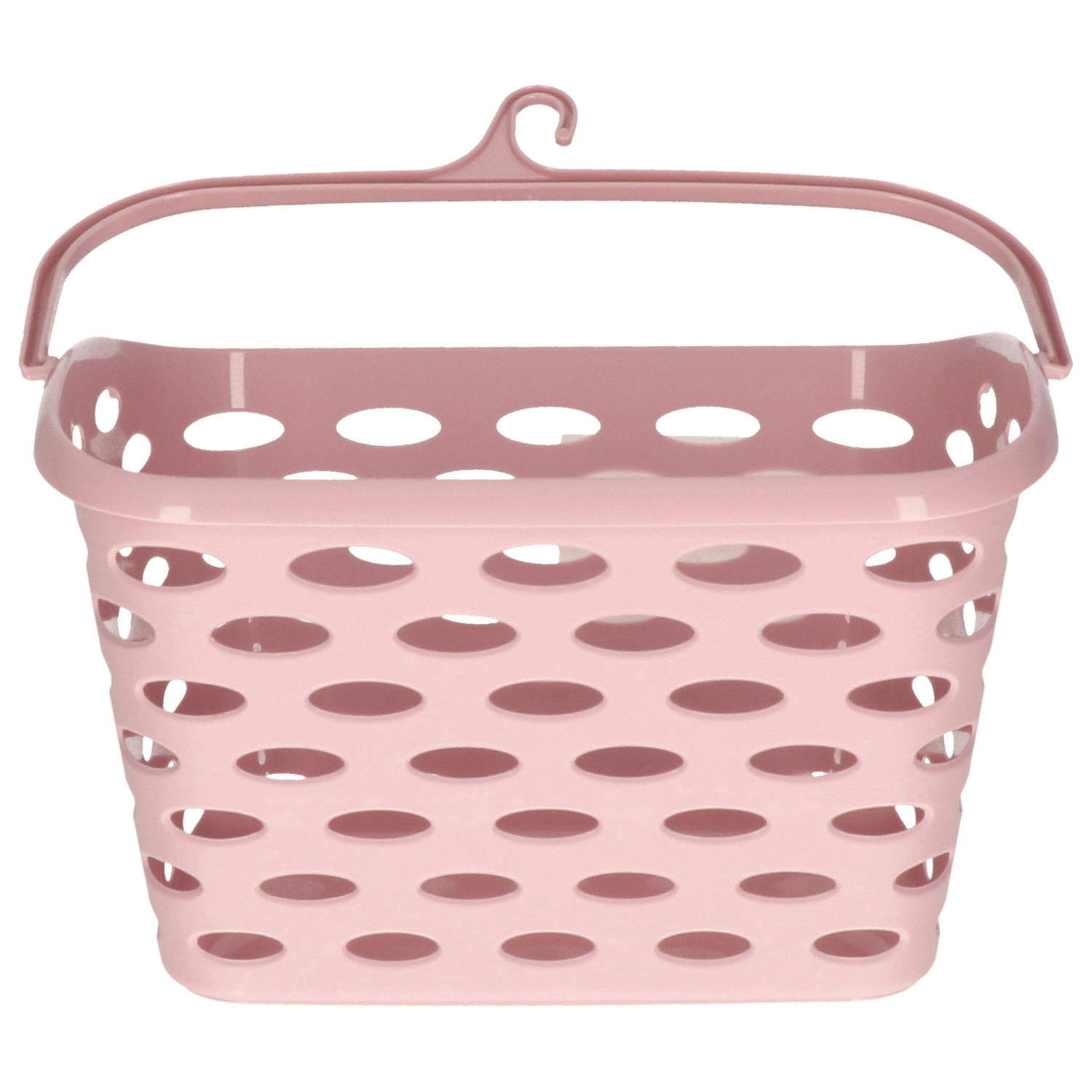 Plasticforte Wasknijpers ophang mandje aan haak 26 x 15 x 21 cm oud roze kunststof knijperszakken