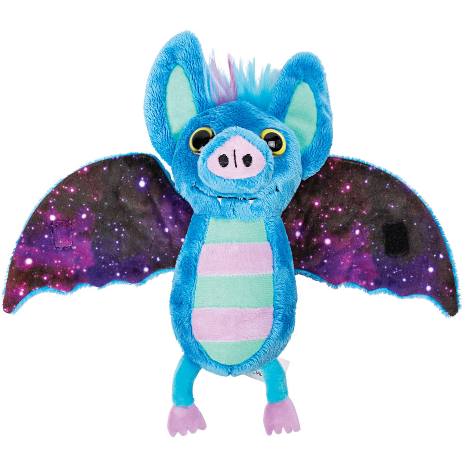 Suki Gifts Pluche knuffeldier vleermuis - lichtblauw/paars - 17 cm - speelgoed - Knuffeldier