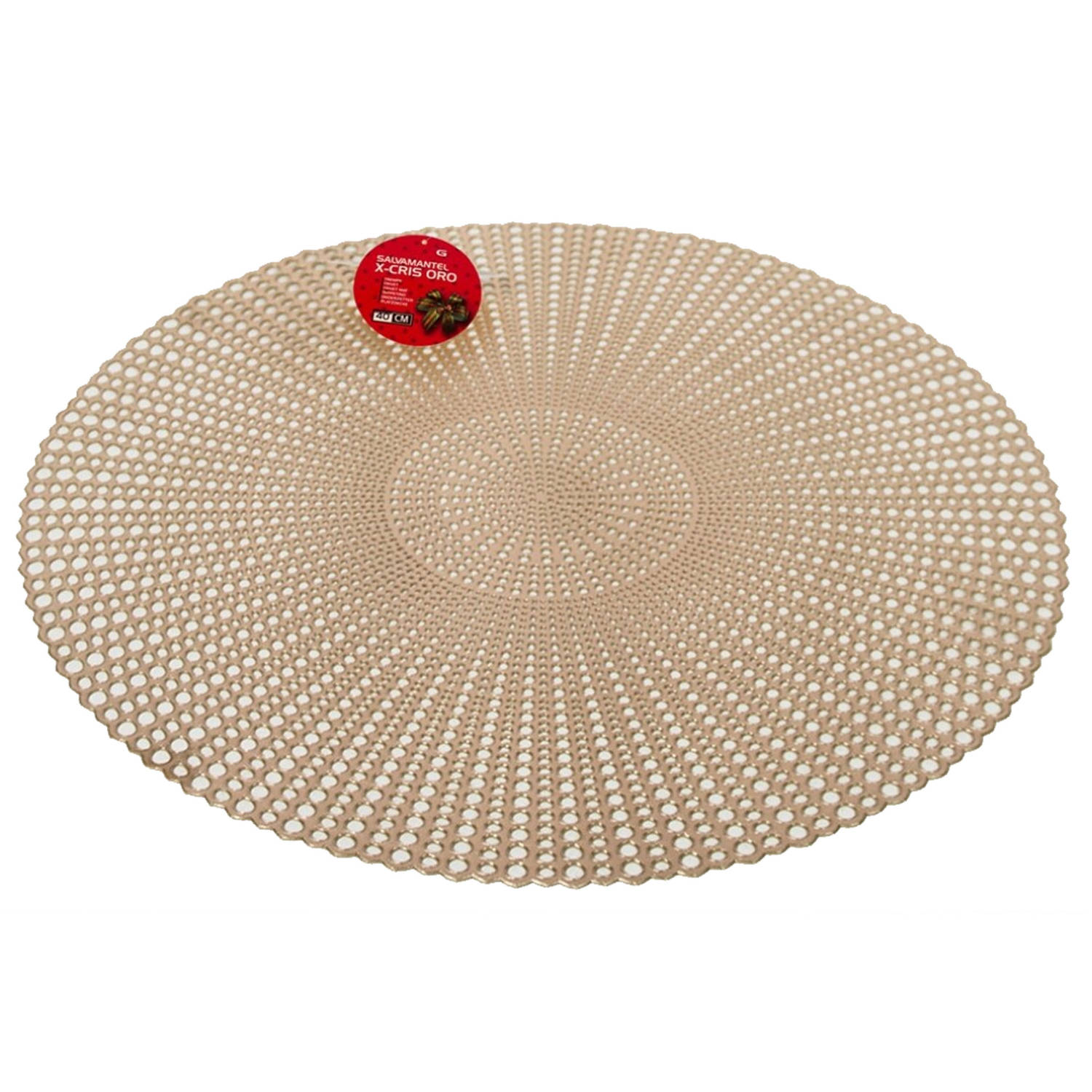 Ronde diner tafel placemats goud-kleur met diameter 40 cm - Kunststof - Voor o.a. Kerstmis/bruiloft/dagelijks