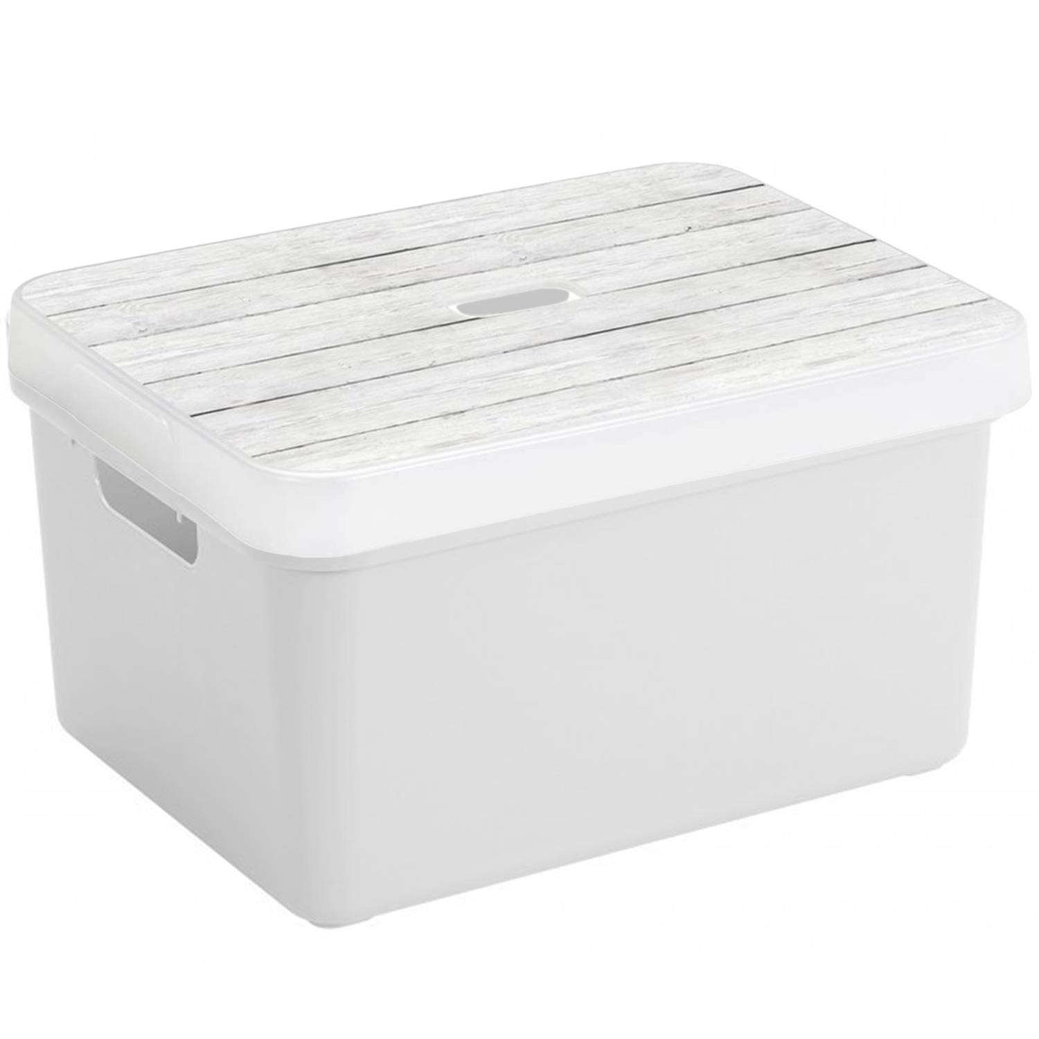 Opbergbox-opbergmand wit 32 liter kunststof met deksel Opbergbox