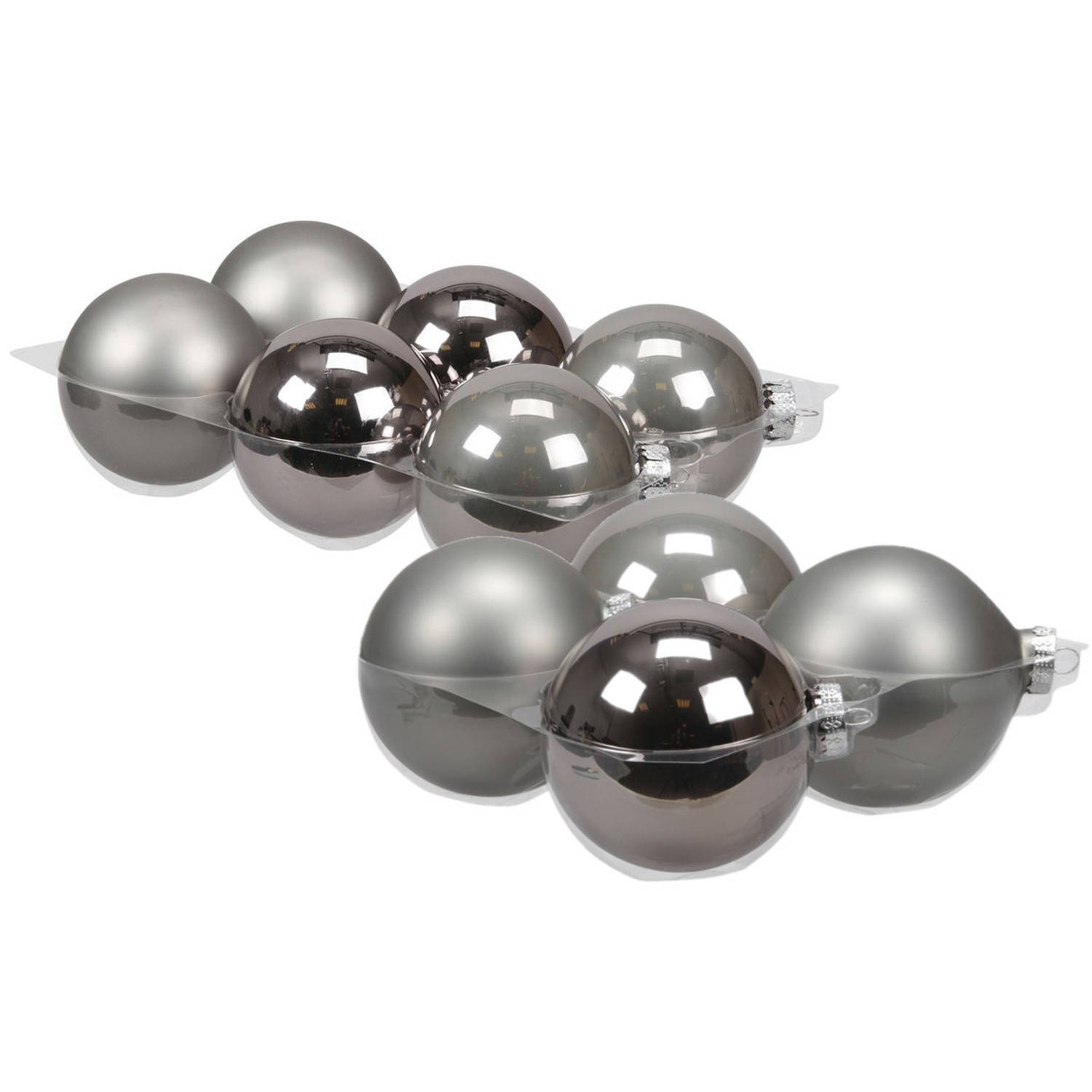 20x stuks glazen kerstballen titanium grijs 8 en 10 cm mat-glans Kerstbal