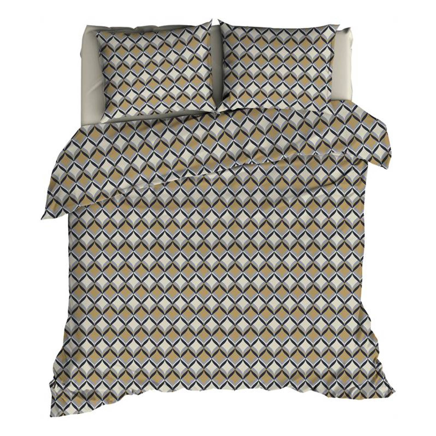 Romanette Honky Tonk Dekbedovertrek - Tweepersoons - 200x200/220 cm - Beige/Grijs