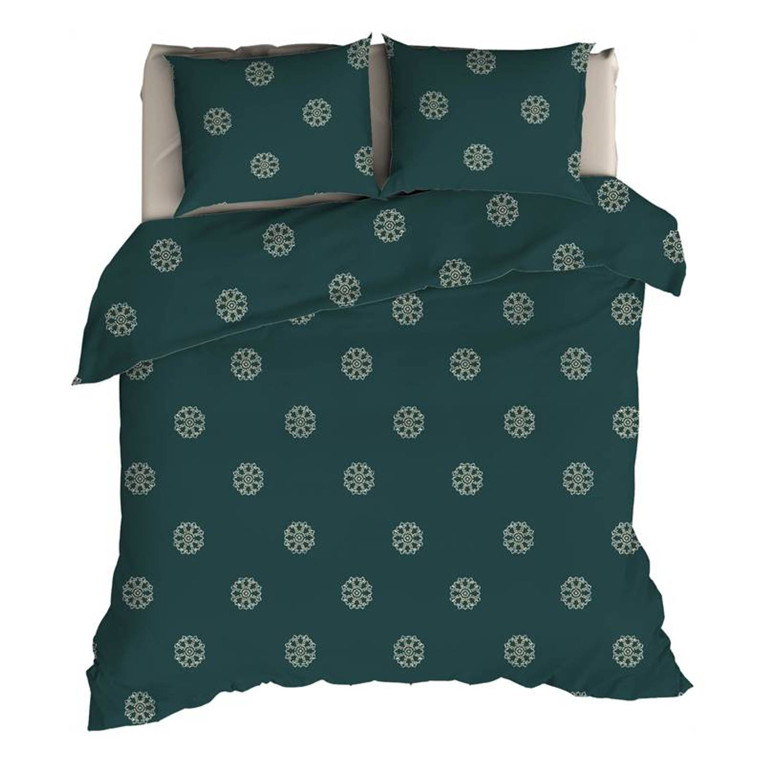 Romanette Flocons Dekbedovertrek - Extra breed - 270x200/220 cm - Forestgreen