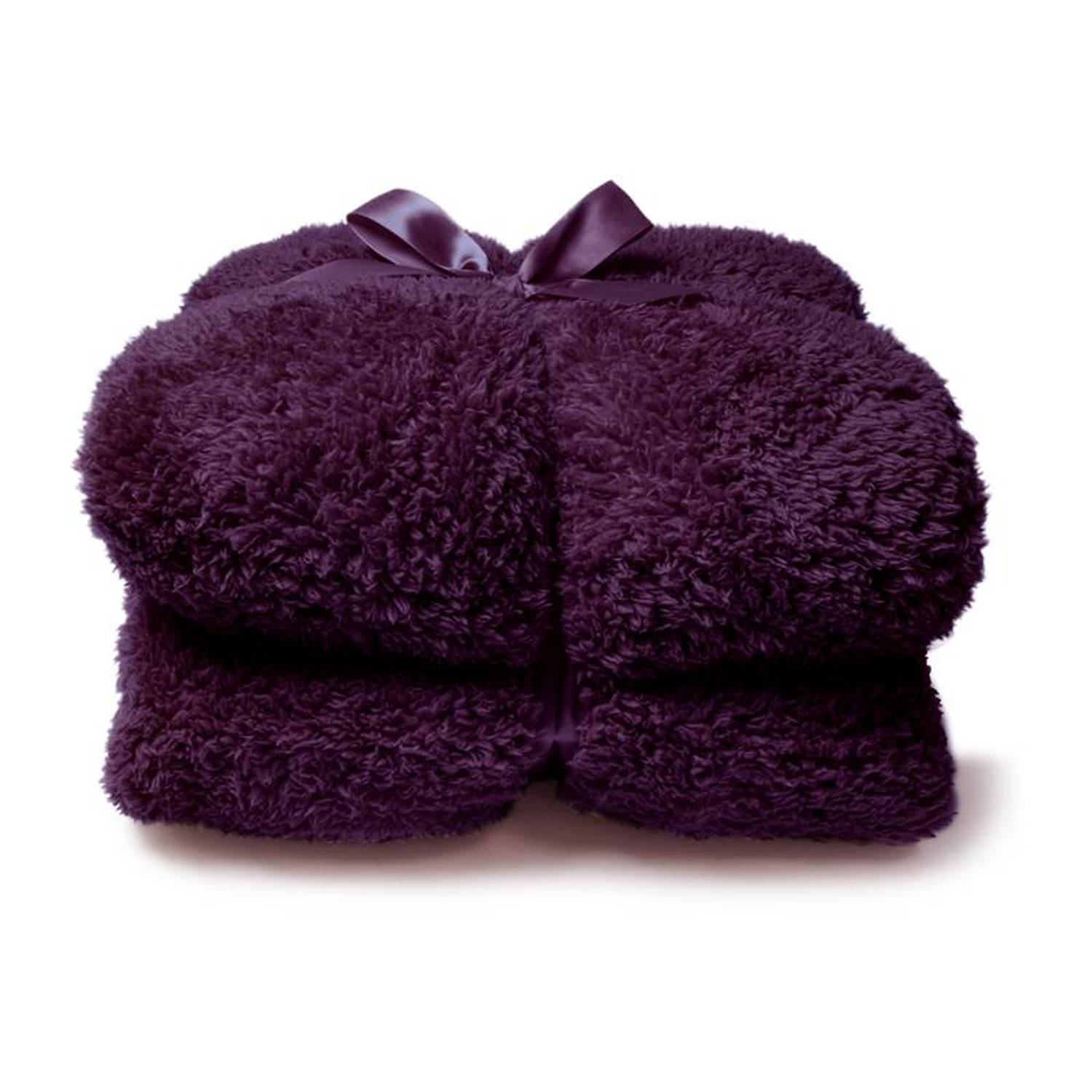Unique Living Teddy Plaid - 150x200 cm - Dark Purple