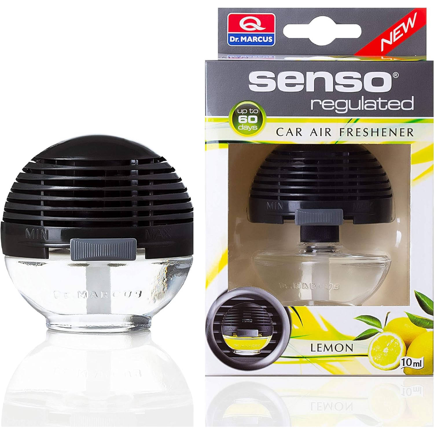 Dr. Marcus Senso Regulated auto luchtverfrisser lemon - 10 ml tot 60 dagen geur - Geleidelijke geurverspreiding - Voor bevestiging aan het ventilatie rooster