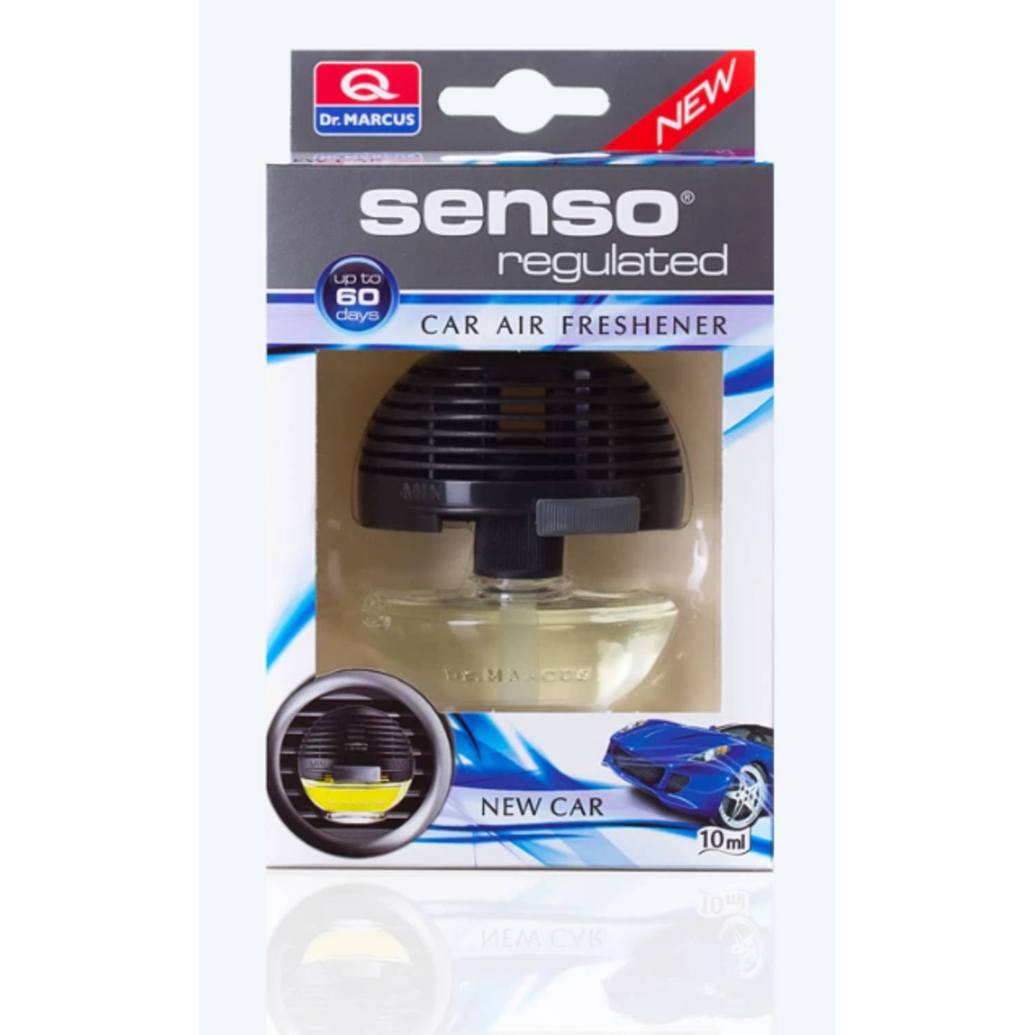 Dr. Marcus Senso Regulated auto luchtverfrisser New Car - 10 ml tot 60 dagen geur - Geleidelijke geurverspreiding - Voor bevestiging aan het ventilatie rooster