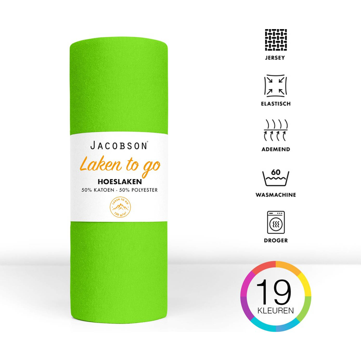 Jacobson - Hoeslaken - 180x200cm - Jersey Katoen - tot 25cm matrasdikte - Groen