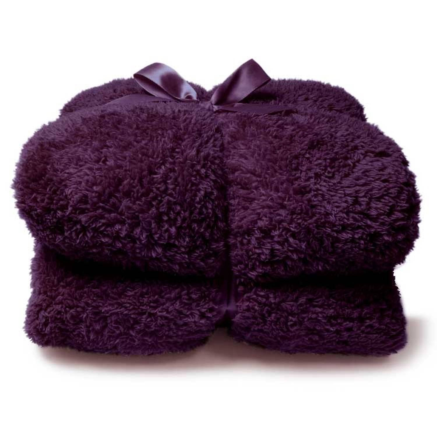 Unique Living - Plaid Teddy - 150x200cm - Dark Purple