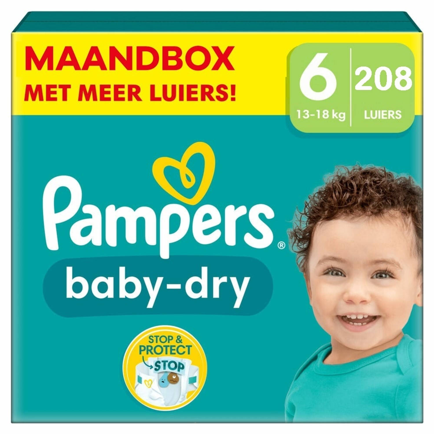 Pampers - Baby Dry - Maat 6 - Maandbox - 208 stuks - 13+KG