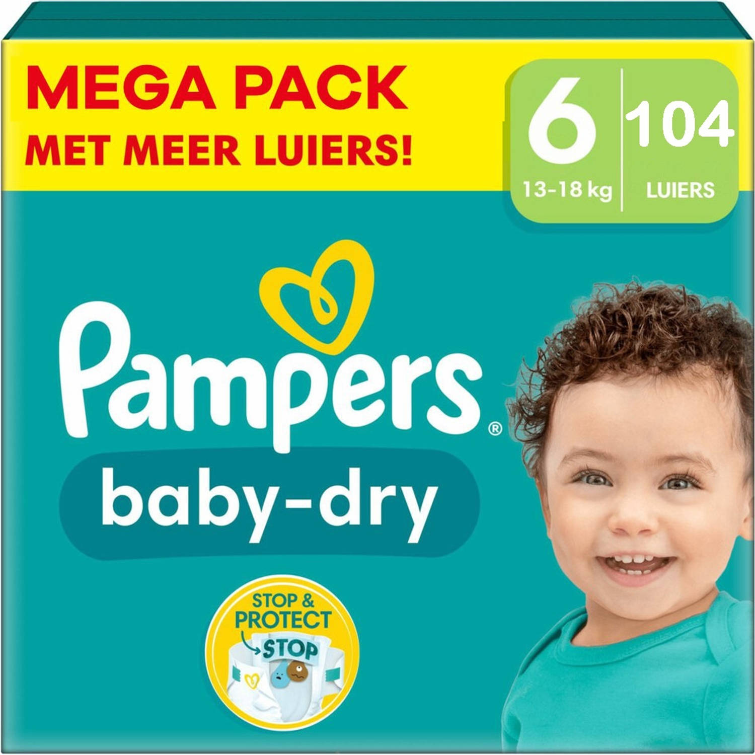 Pampers Baby-Dry maat 6 (13-18kg) - 104 luiers - Voordeelverpakking