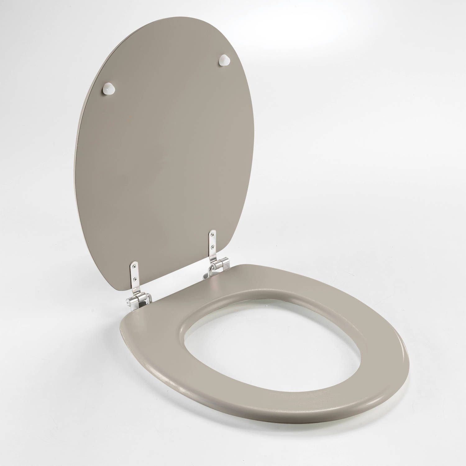 Wicotex-Toiletbril-WC bril MDF-Hout mat taupe inclusief metallic scharnieren.