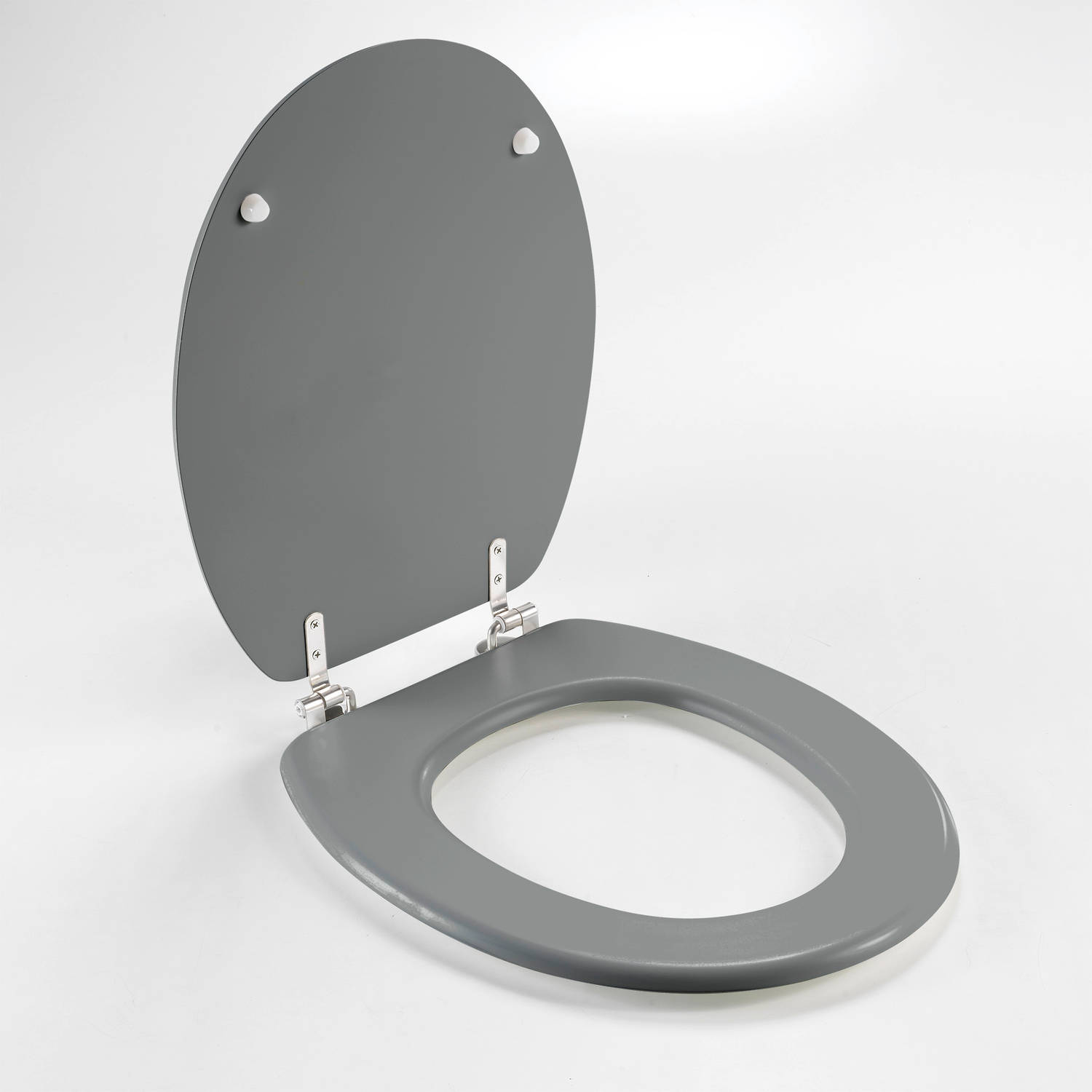 Wicotex-Toiletbril-WC bril MDF-Hout mat grijs inclusief metallic scharnieren.