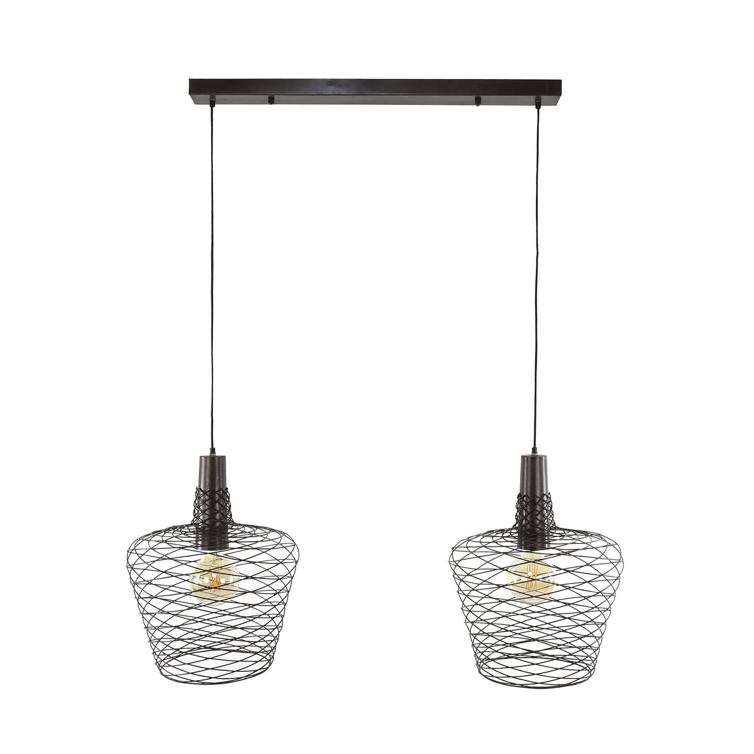 Hanglamp industrieel Luki 2-lichts koperkleurig