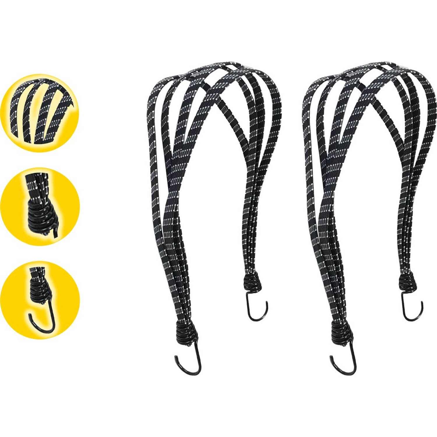 2-pack universele snelbinders zwarte draagriemen - bagagespin voor 26 en 28 inch - spinbinder met 3 elastische armen - elastische binders met haak - veelzijdige draagriemen voor ba