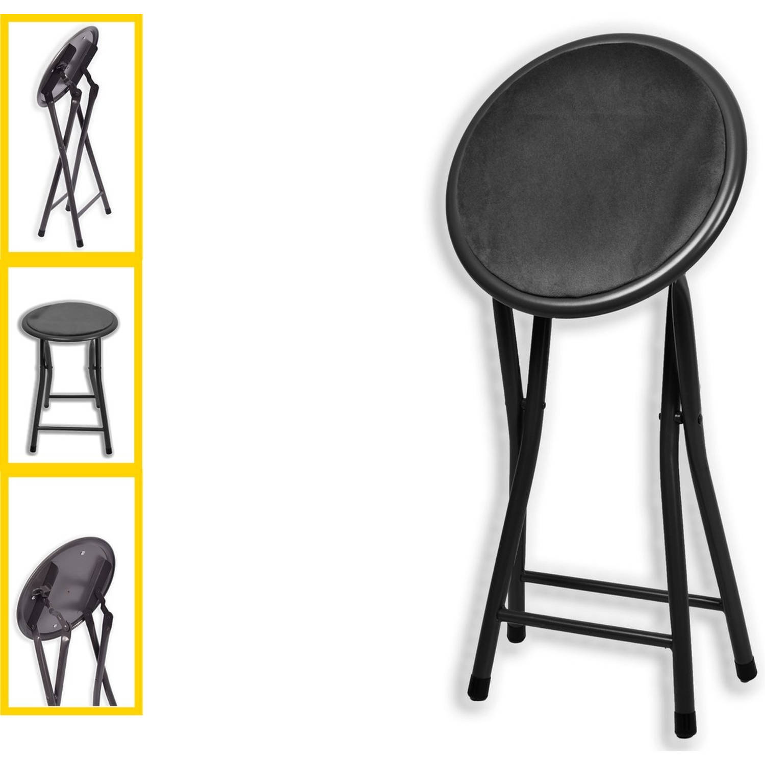 Klapstoel met zithoogte van 45 cm - Vouwkrukje velvet zitvlak en rug bekleed - stoel- tafelstoel - klapstoel - Velvet klapstoel - Luxe klapstoel - Met kussentjes - FLUWEEL- Stoelen
