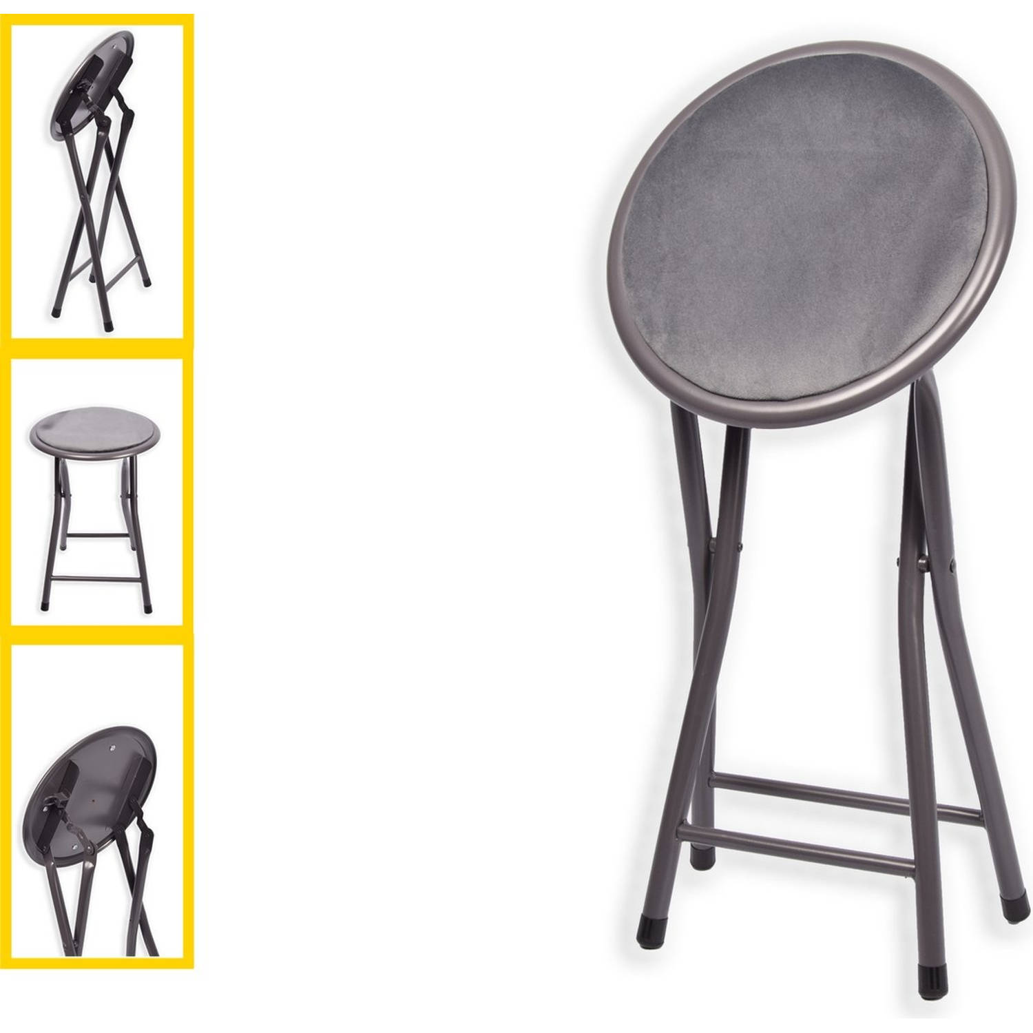 Klapstoel met zithoogte van 45 cm - Vouwkrukje velvet zitvlak en rug bekleed - stoel- tafelstoel - klapstoel - Velvet klapstoel - Luxe klapstoel - Met kussentjes - FLUWEEL- Stoelen