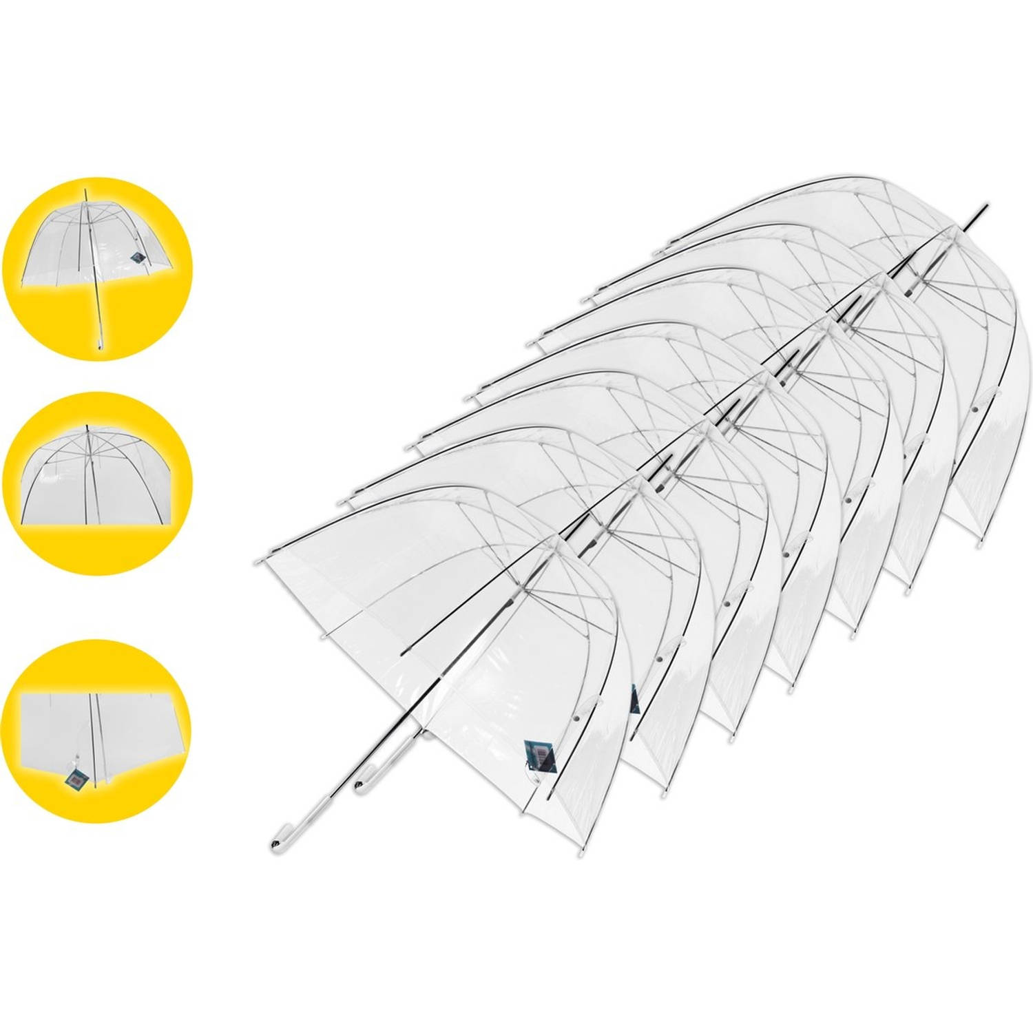 7 stuks Paraplu transparant plastic paraplu's 75 cm - doorzichtige paraplu - trouwparaplu - bruidsparaplu - stijlvol - bruiloft - trouwen - fashionable - trouwparaplu